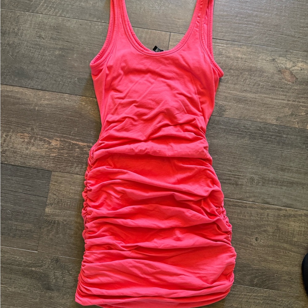 Express coral orange Ruched Bodycon Mini Dress
